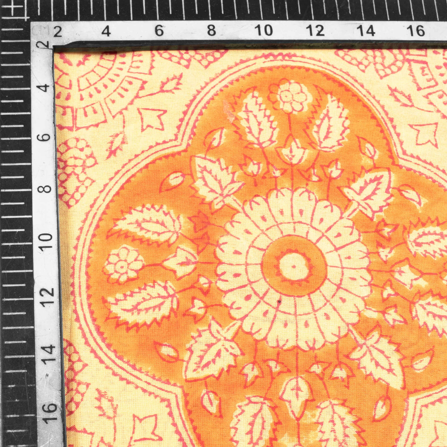 Cream And Gold Yellow Traditional Pattern Handblock Pure Banarasi Chanderi Fabric