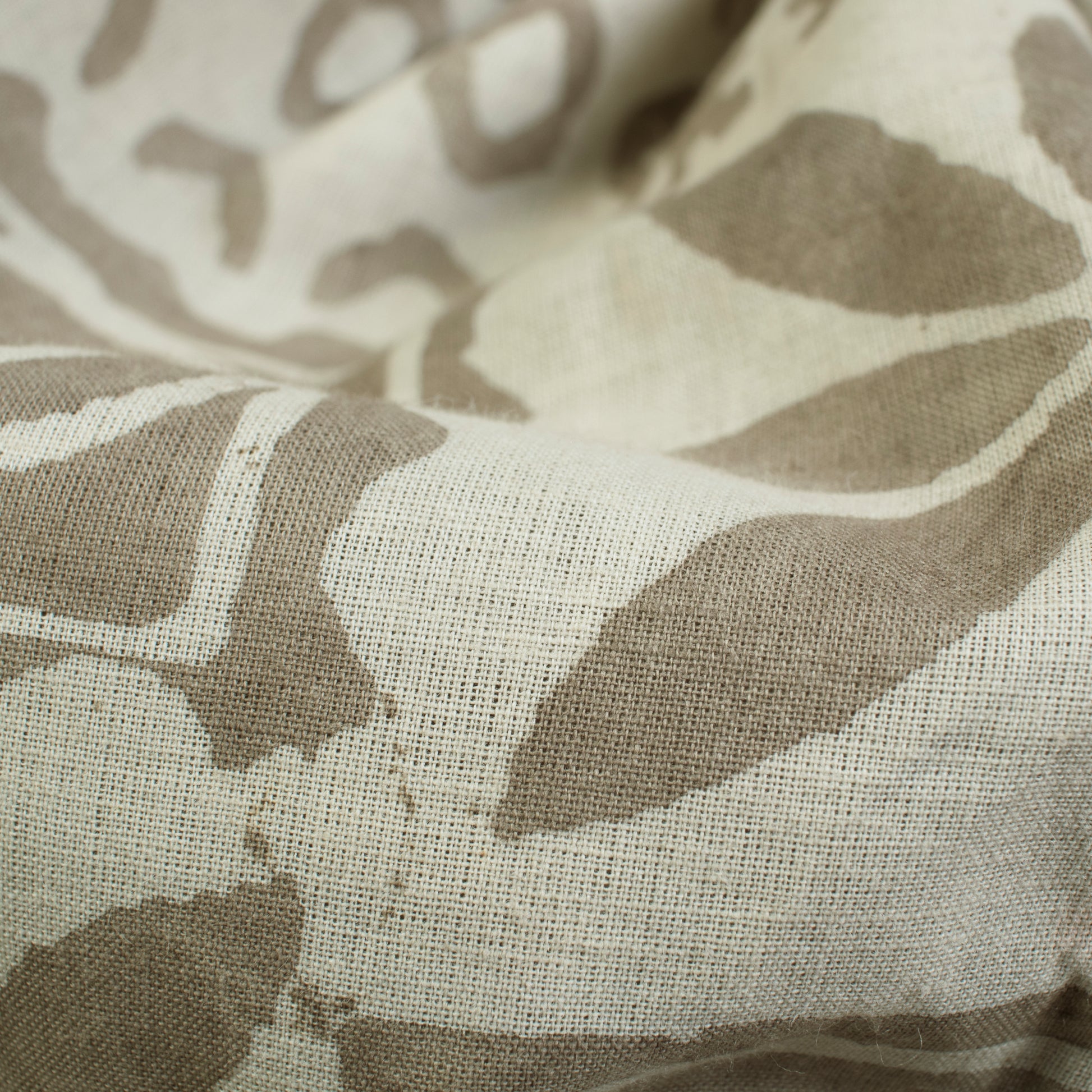 Brown And Off White Floral Pattern Kashish Handblock Cotton Fabric - Fabcurate