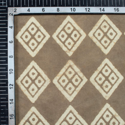 Grey And Cream Geometric Pattern Kashish Handblock Cotton Fabric