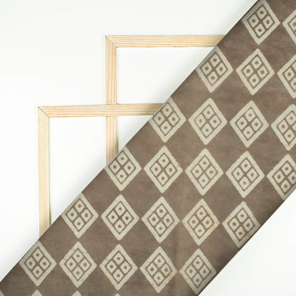 Grey And Cream Geometric Pattern Kashish Handblock Cotton Fabric