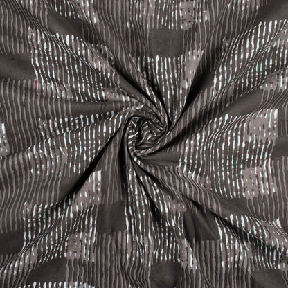 Brown Geometric Pattern Handblock Cotton Fabric