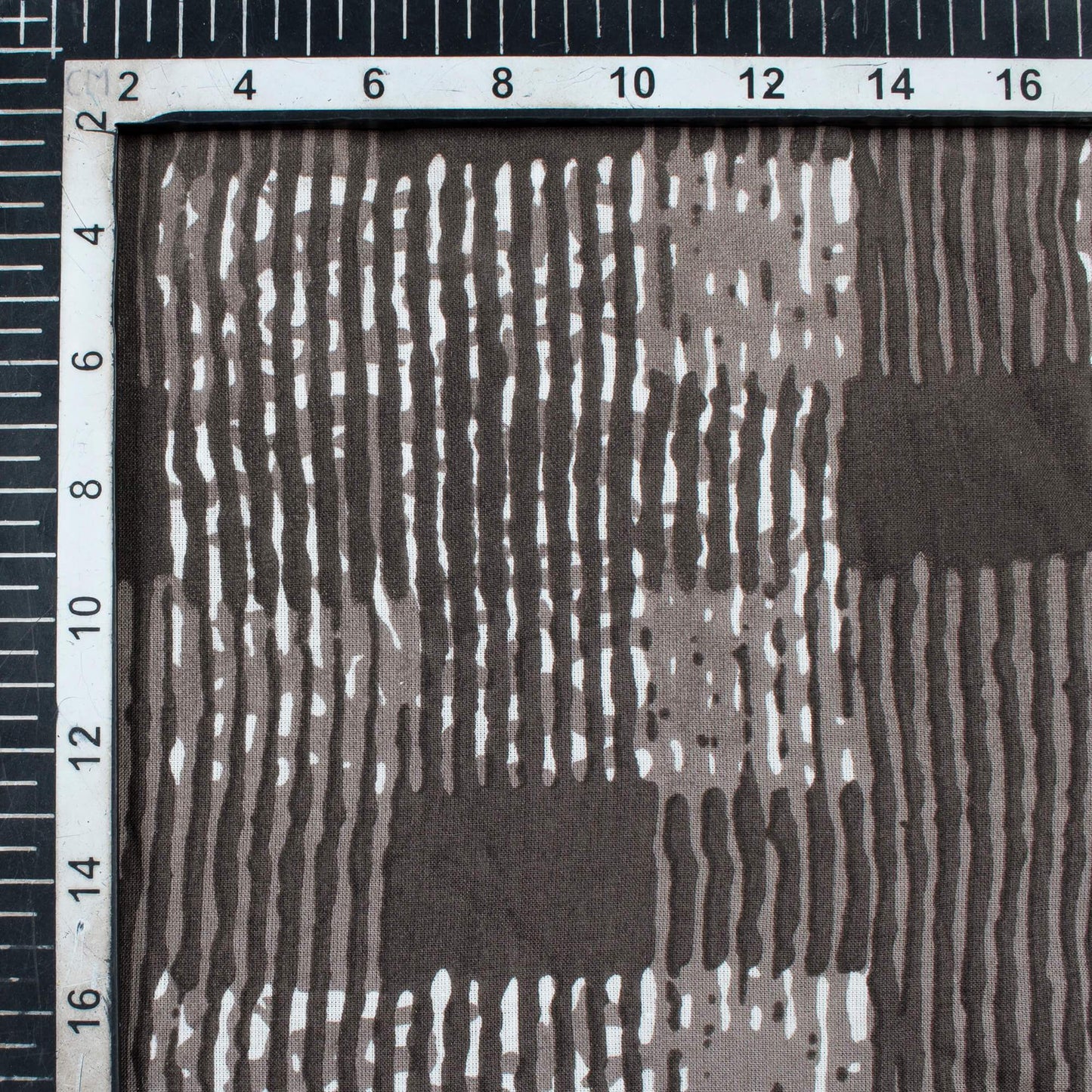 Brown Geometric Pattern Handblock Cotton Fabric