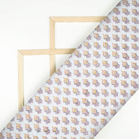 White And Mustard Yellow Booti Pattern Natural Dye Handblock Organic Cotton Fabric