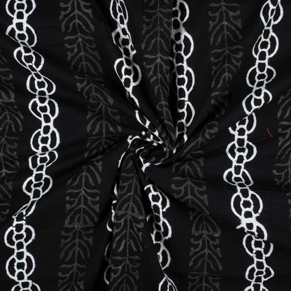 Monochrome Stripes Pattern Handblock Cotton Fabric