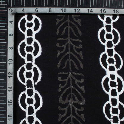 Monochrome Stripes Pattern Handblock Cotton Fabric