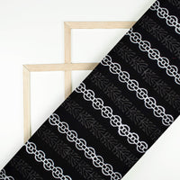 Monochrome Stripes Pattern Handblock Cotton Fabric