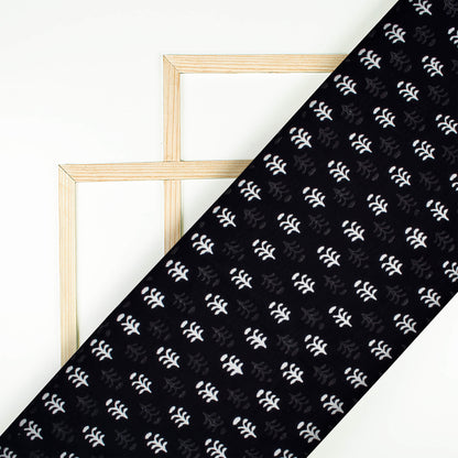 Monochrome Booti Pattern Handblock Cotton Fabric