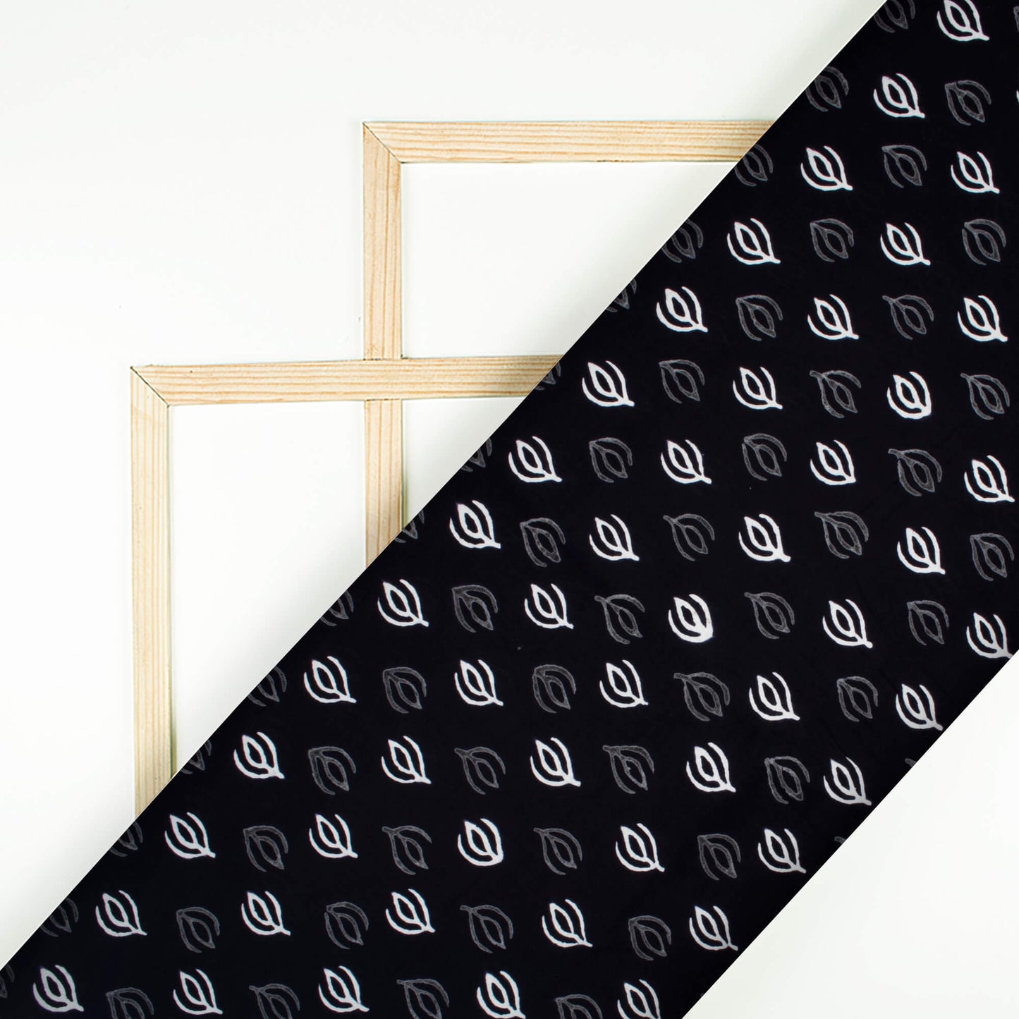 Monochrome Booti Pattern Handblock Cotton Fabric