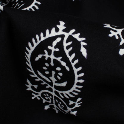 Monochrome Paisely Pattern Handblock Cotton Fabric
