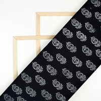 Monochrome Paisely Pattern Handblock Cotton Fabric