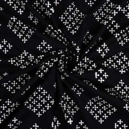 Monochrome Geometric Pattern Handblock Cotton Fabric