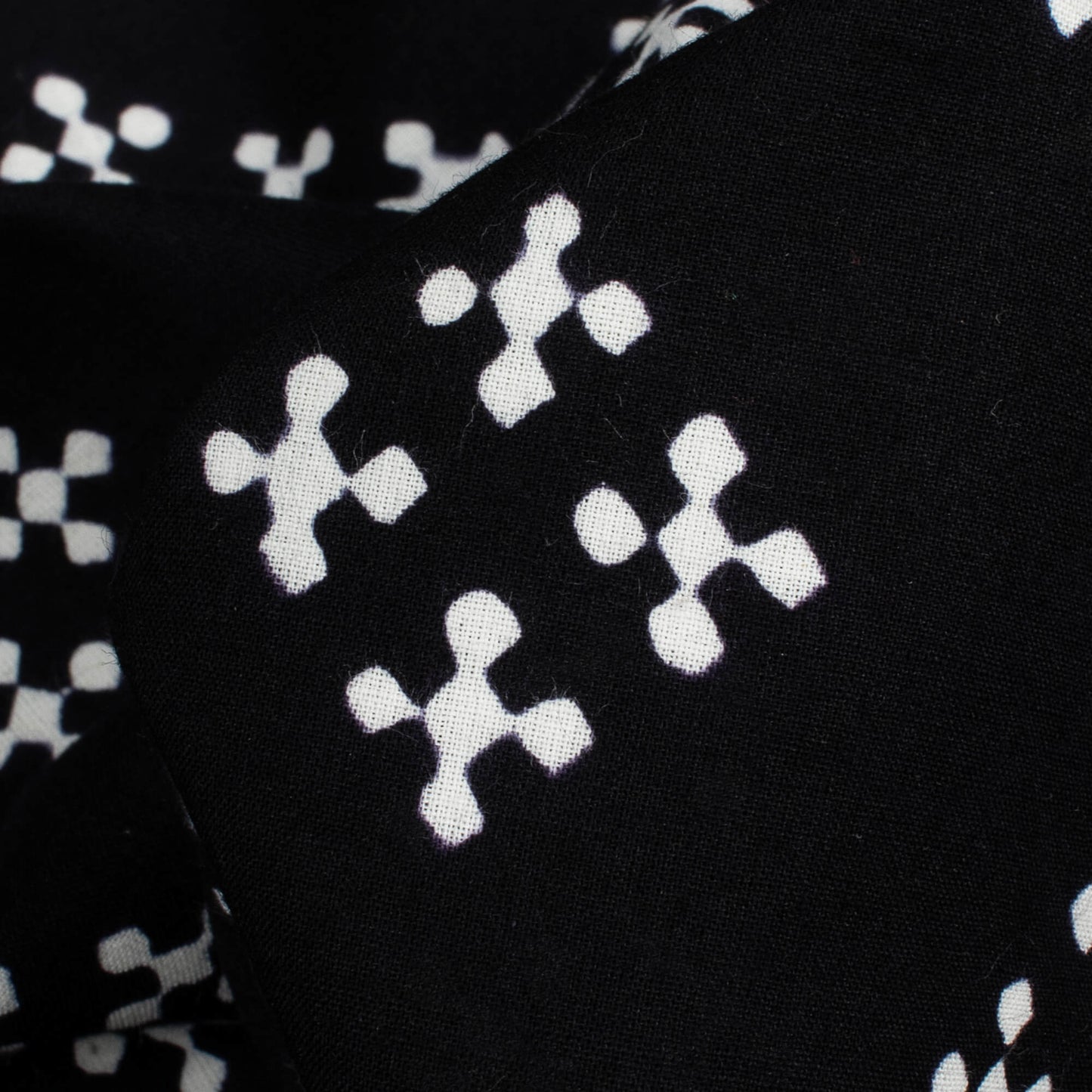 Monochrome Geometric Pattern Handblock Cotton Fabric