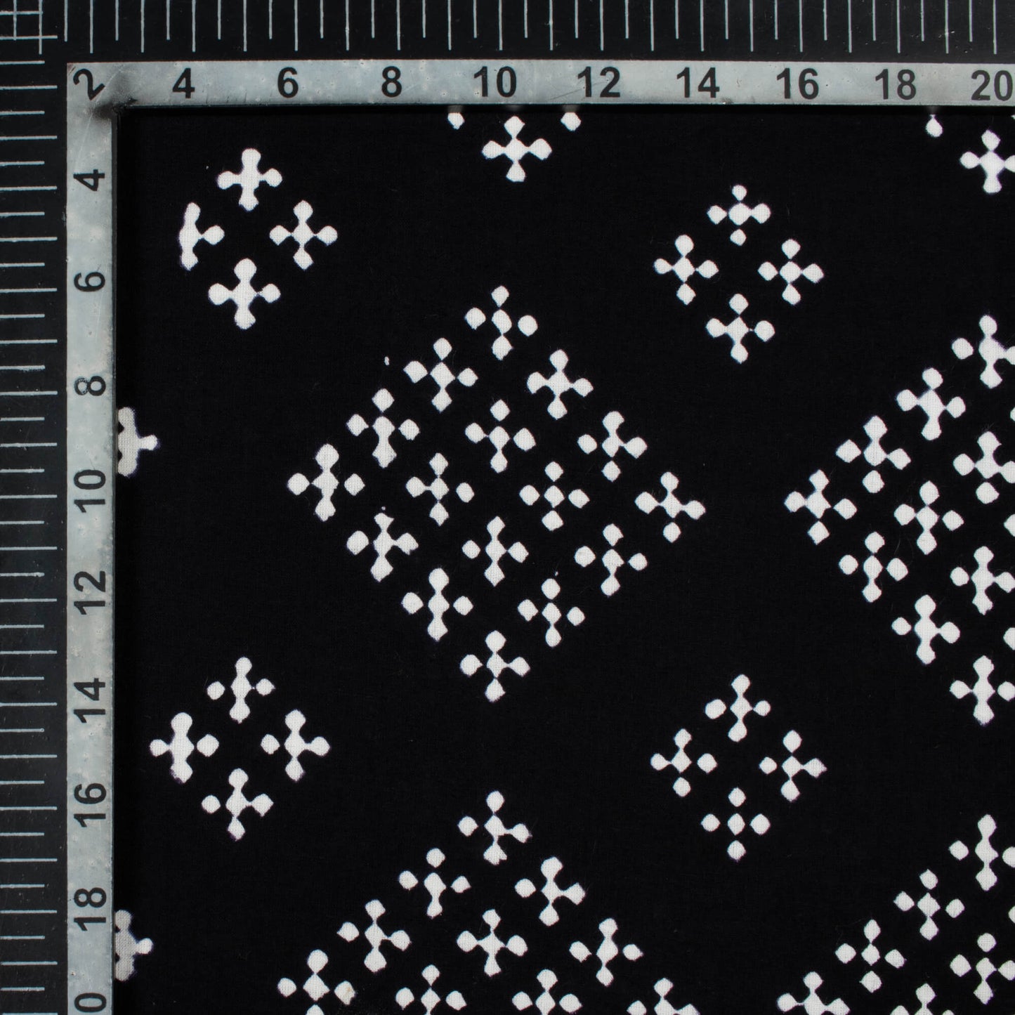 Monochrome Geometric Pattern Handblock Cotton Fabric