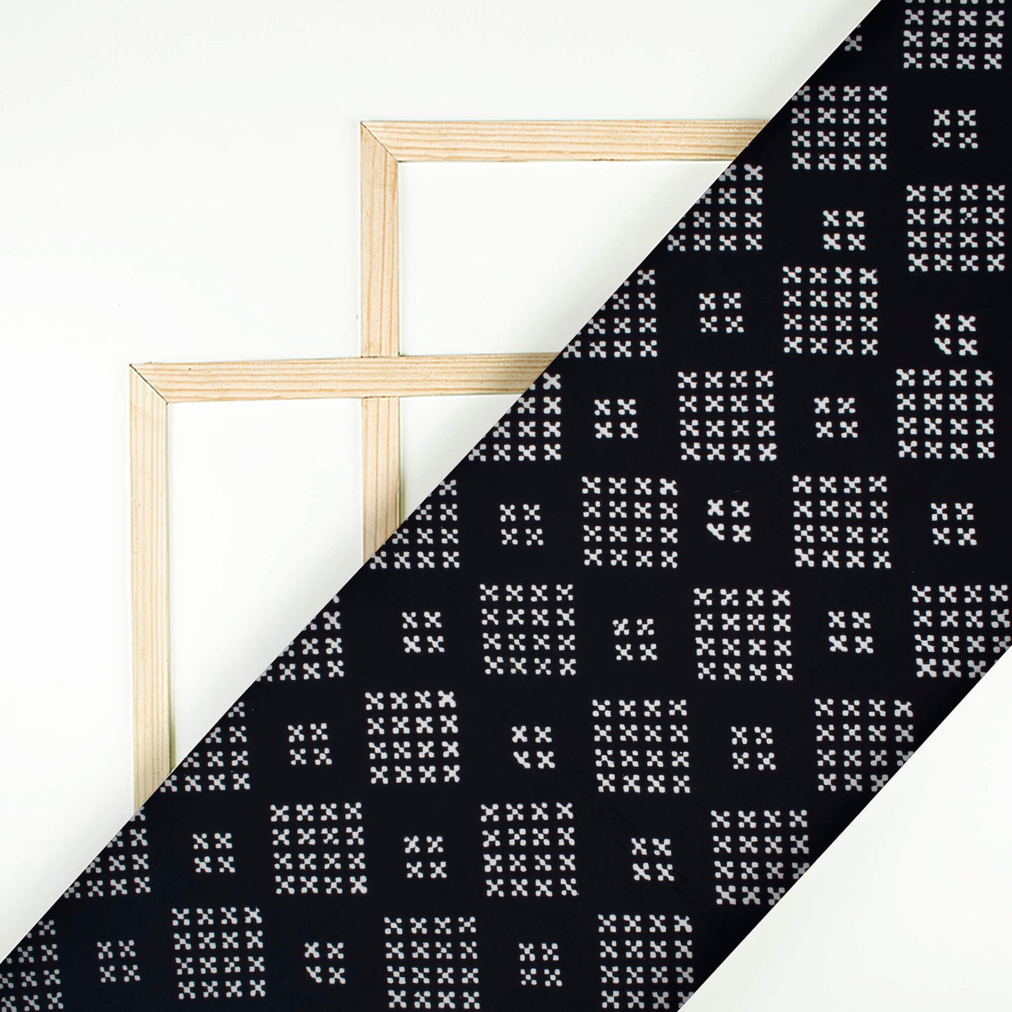 Monochrome Geometric Pattern Handblock Cotton Fabric