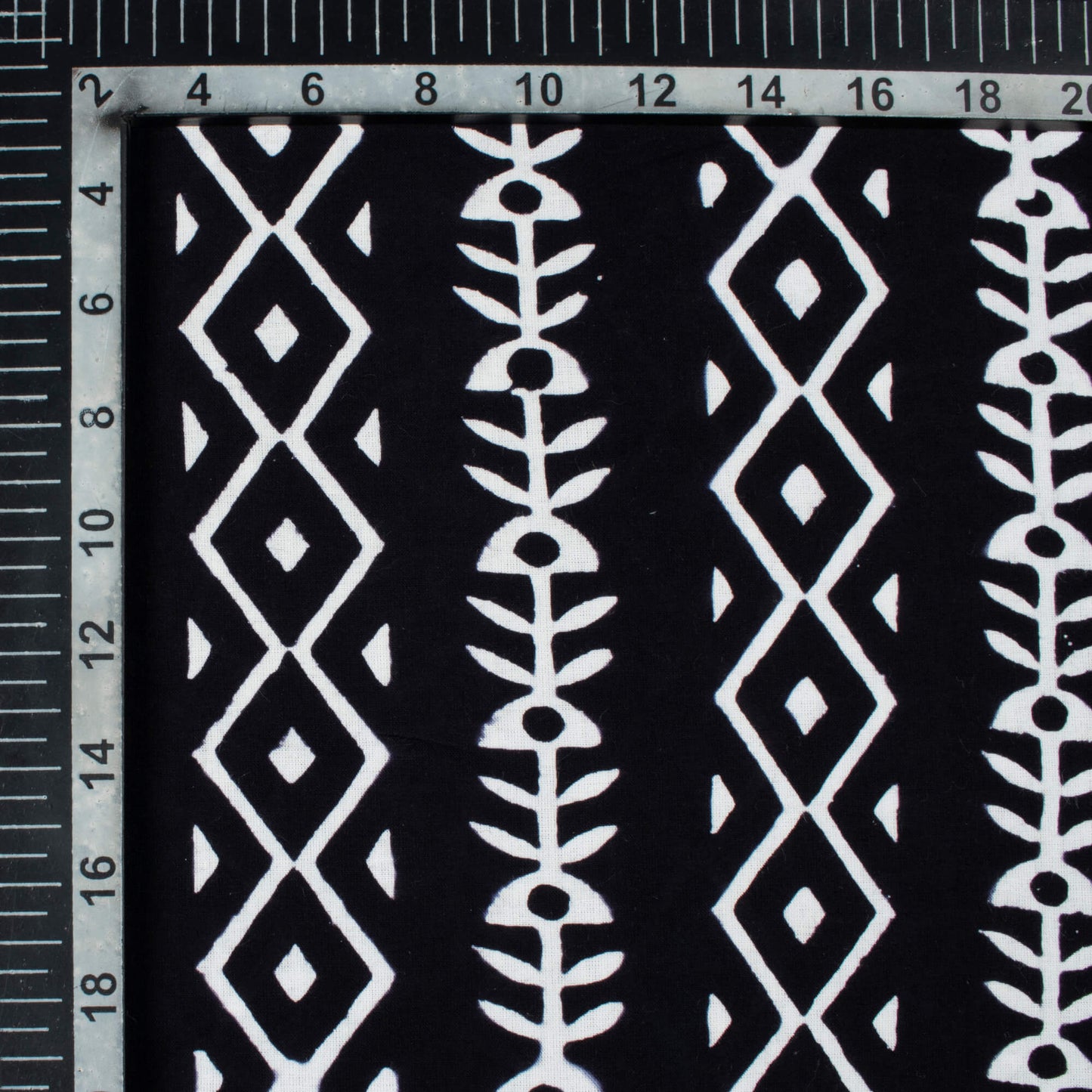 Monochrome Stripes Pattern Handblock Cotton Fabric
