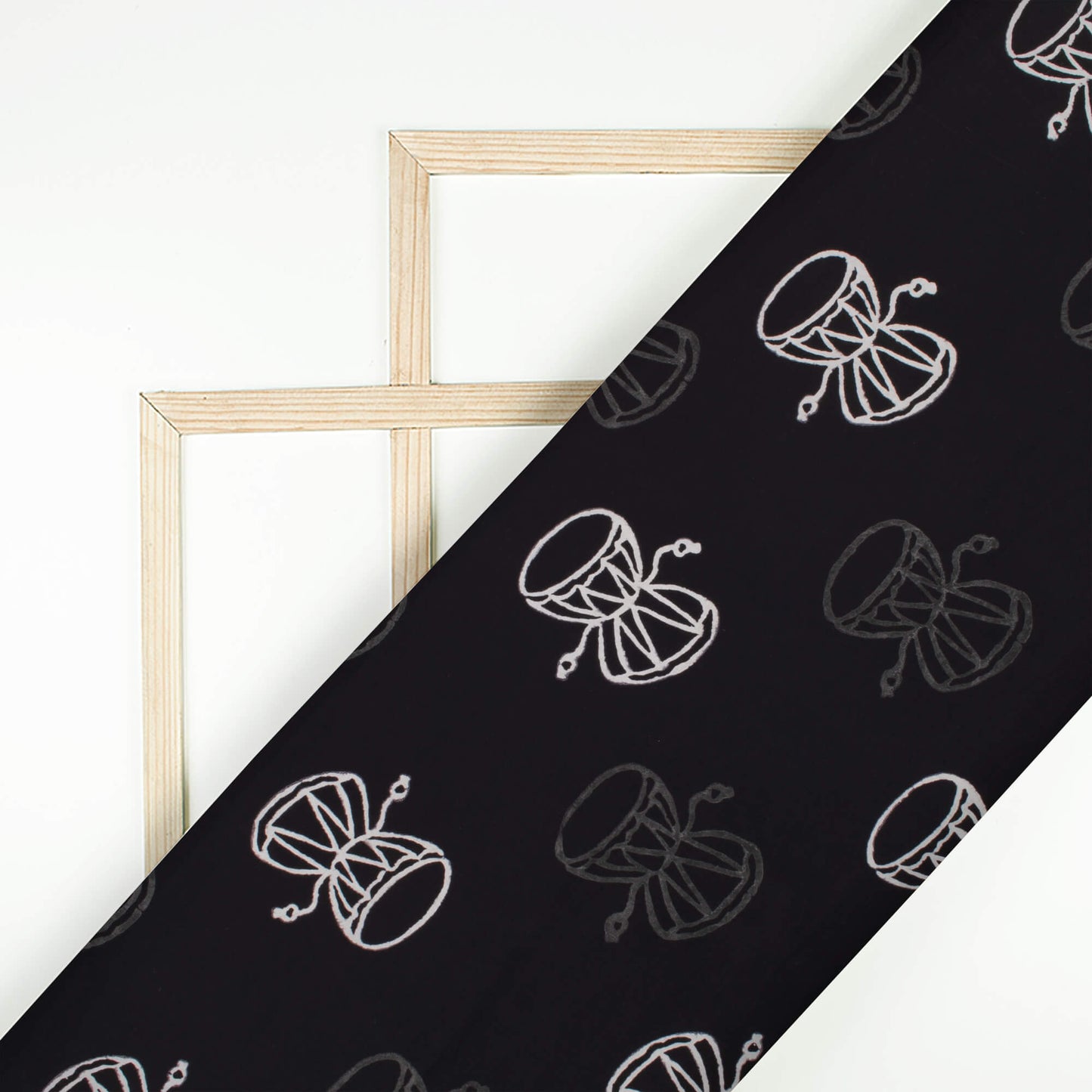 Monochrome Quirky Pattern Handblock Cotton Fabric