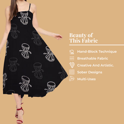 Monochrome Quirky Pattern Handblock Cotton Fabric