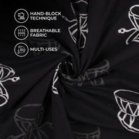 Monochrome Quirky Pattern Handblock Cotton Fabric