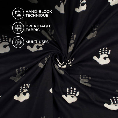 Monochrome Quirky Pattern Handblock Cotton Fabric