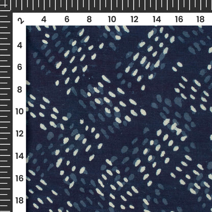 Indigo Abstract Pattern Natural Dye Handblock Cotton Fabric