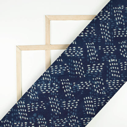 Indigo Abstract Pattern Natural Dye Handblock Cotton Fabric