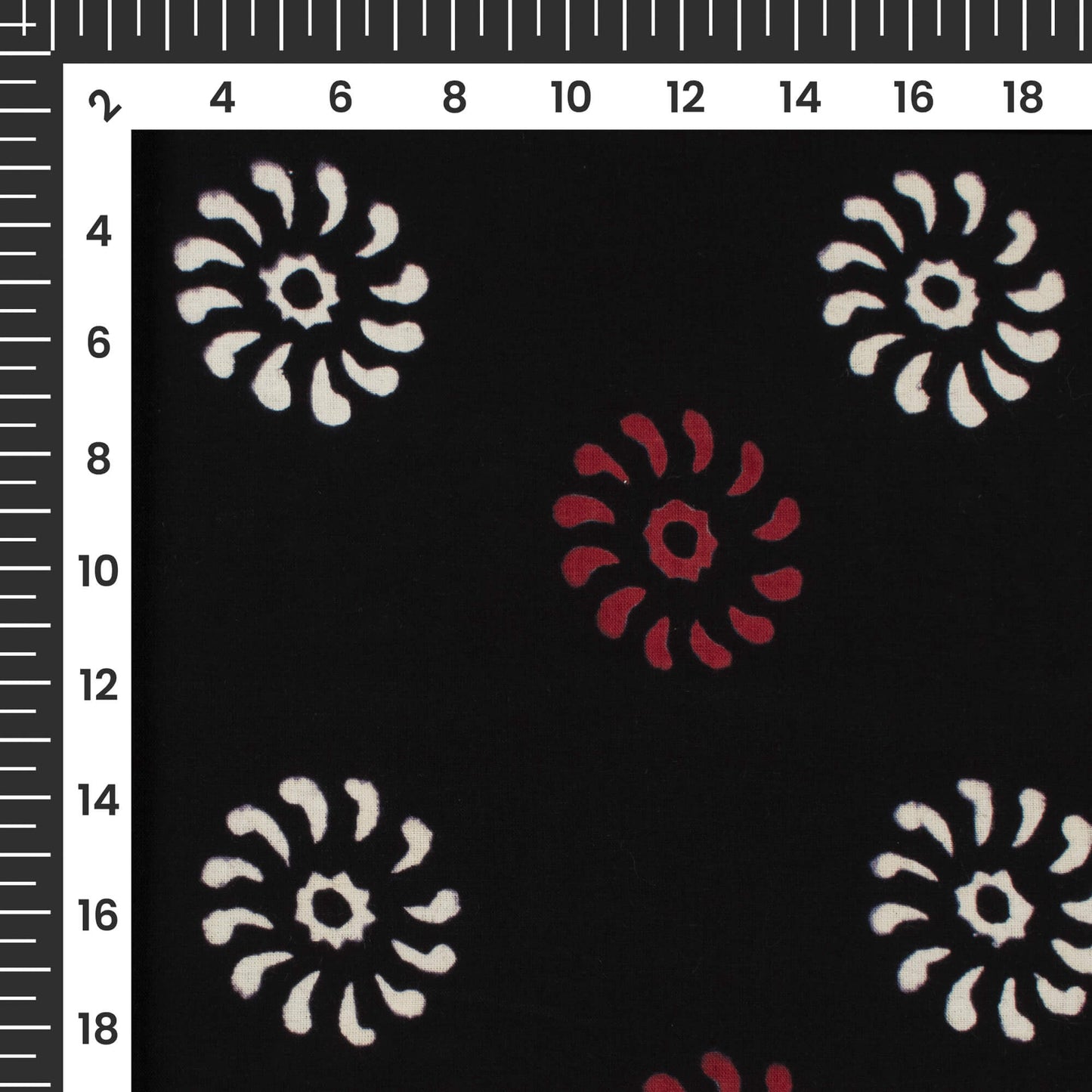 Monochrome Floral Pattern Handblock Cotton Fabric