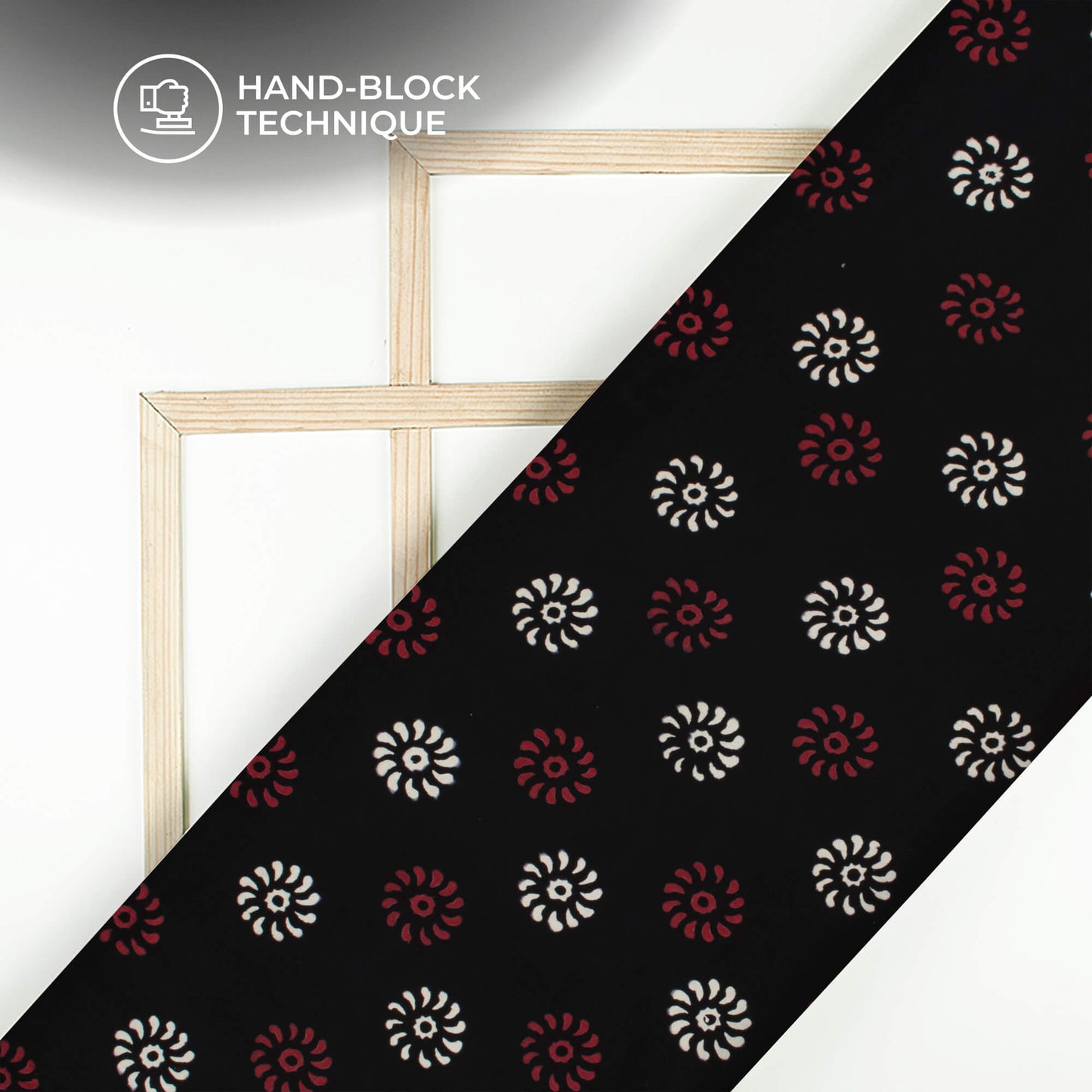 Monochrome Floral Pattern Handblock Cotton Fabric