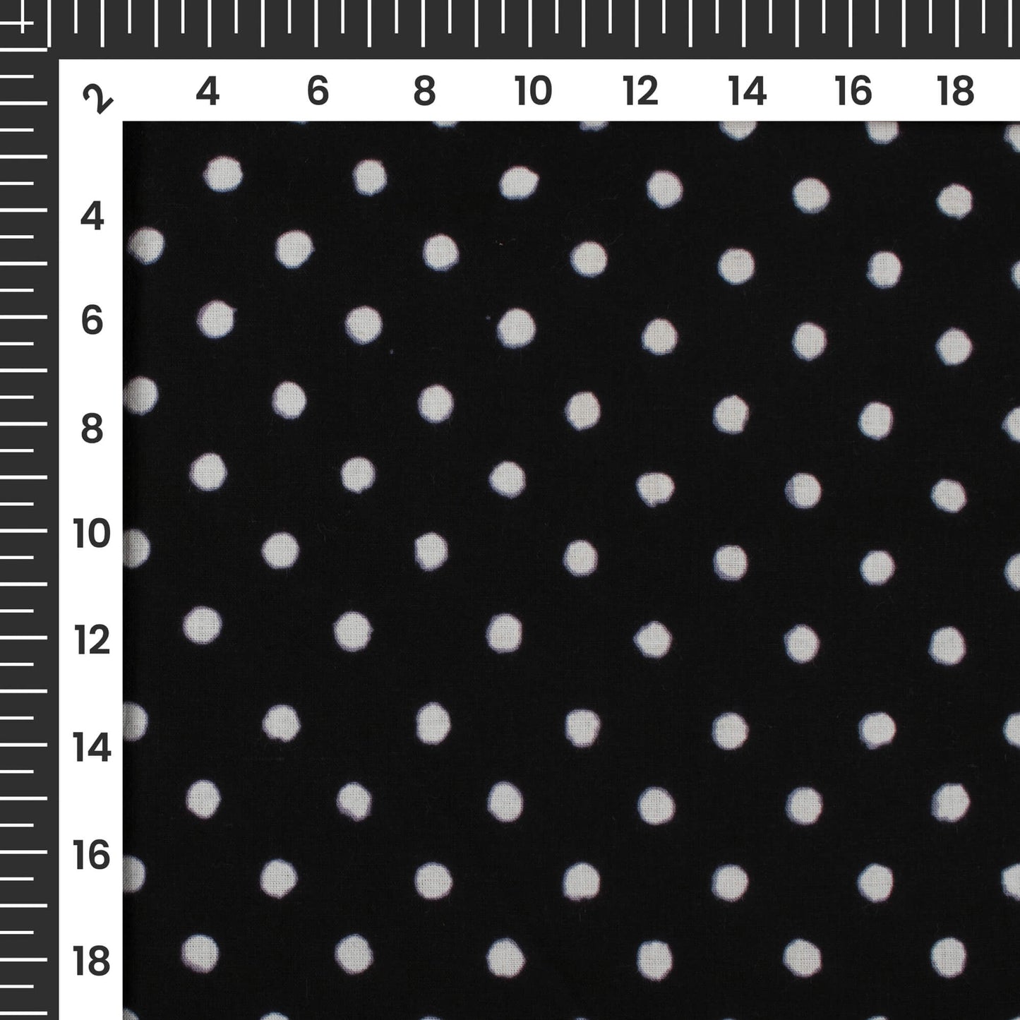 Monochrome Polka Dots Pattern Handblock Cotton Fabric