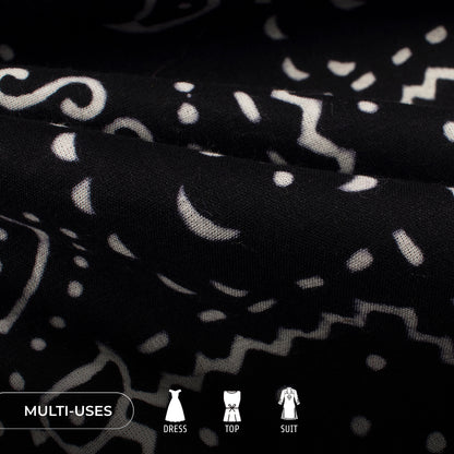 Monochrome Quirky Pattern Handblock Cotton Fabric