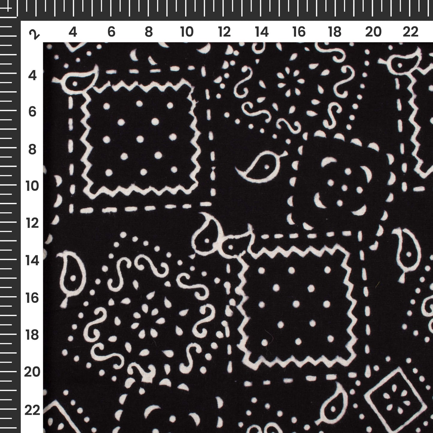 Monochrome Quirky Pattern Handblock Cotton Fabric