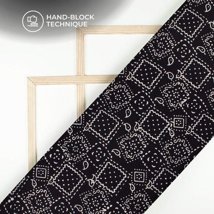 Monochrome Quirky Pattern Handblock Cotton Fabric