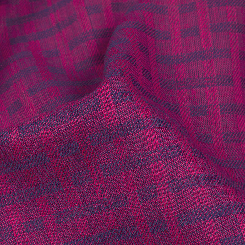 Grape Purple And Navy Blue Checks Pattern Woven Pre-Washed Handloom Cotton Fabric - Fabcurate