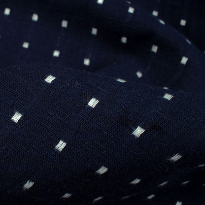 Navy Blue And White Stripes Pattern Woven Dobby Handloom Cotton Fabric
