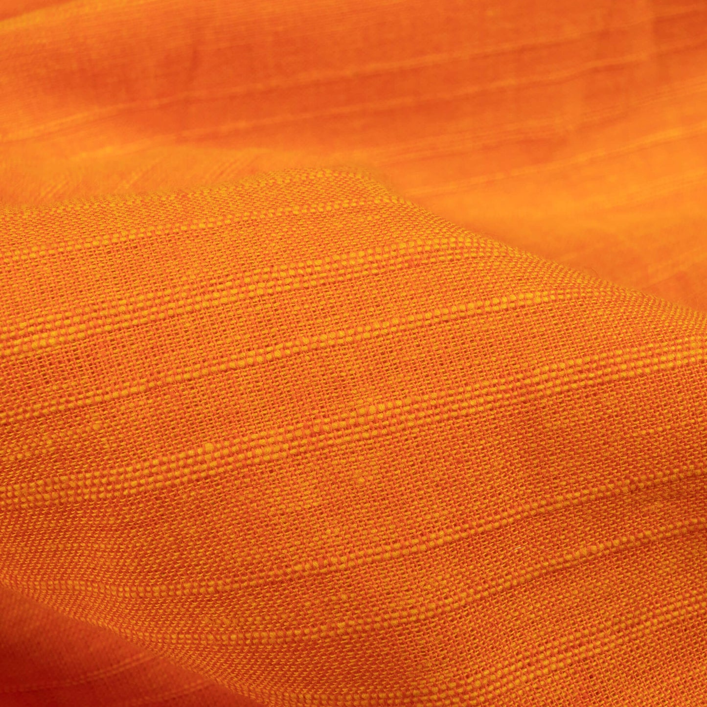 Apricot Orange Textured Pattern Handloom Cotton Fabric