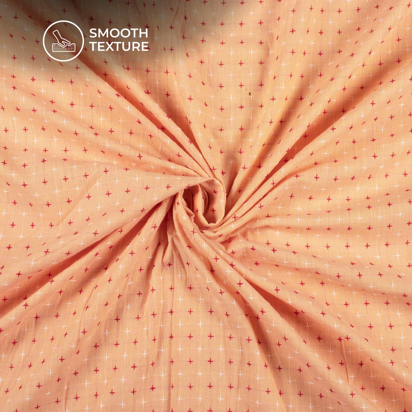 Peach Geometric Handloom Cotton Fabric