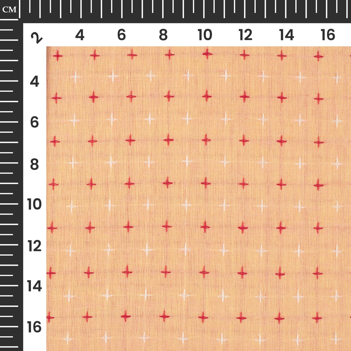 Peach Geometric Handloom Cotton Fabric