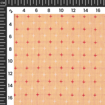 Peach Geometric Handloom Cotton Fabric