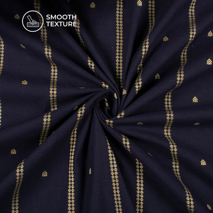 Navy Blue Traditional Stripes Dobby Handloom Cotton Fabric