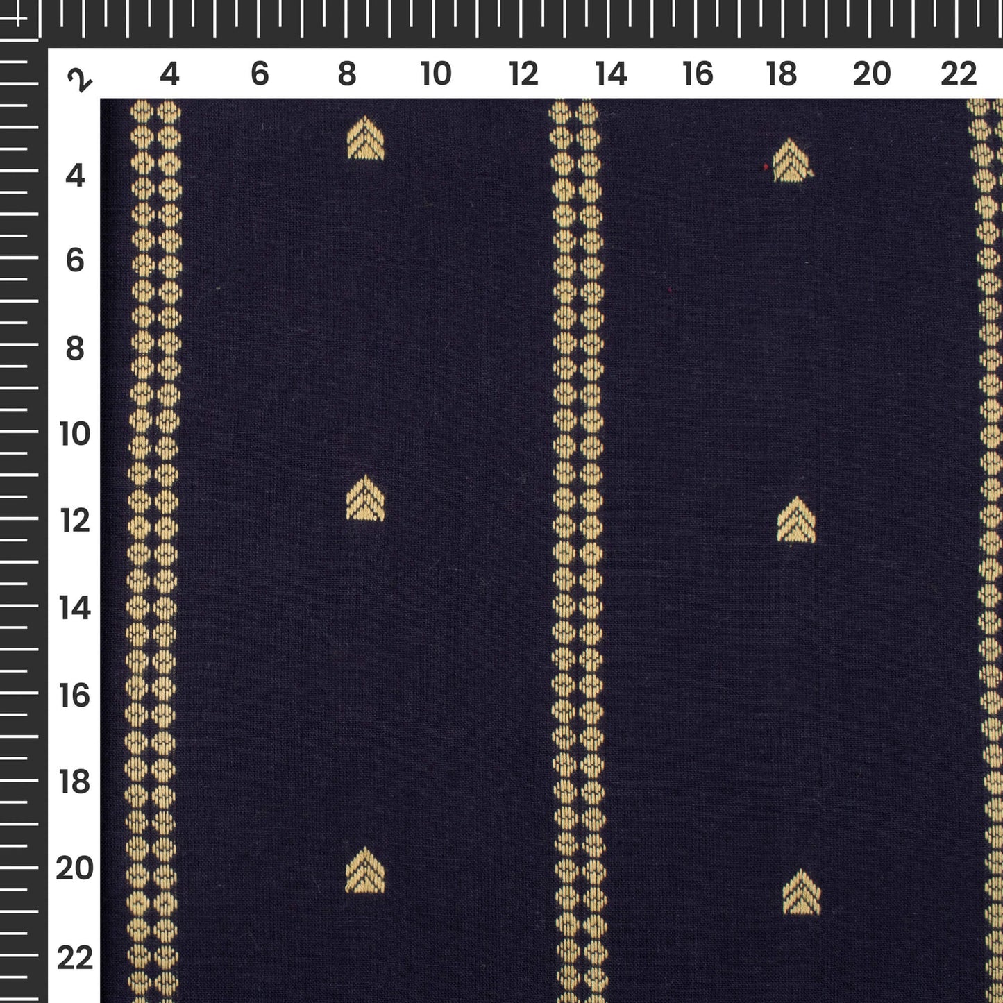 Navy Blue Traditional Stripes Dobby Handloom Cotton Fabric