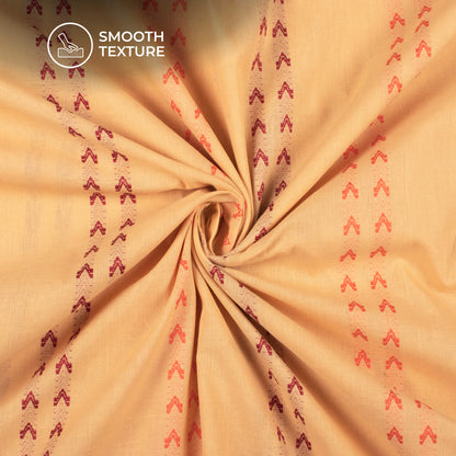 Cantaloupe Orange Stripes Dobby Handloom Cotton Fabric