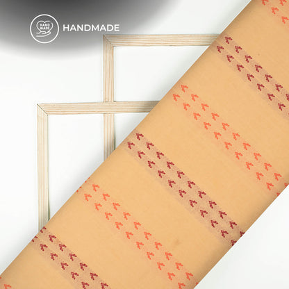 Cantaloupe Orange Stripes Dobby Handloom Cotton Fabric