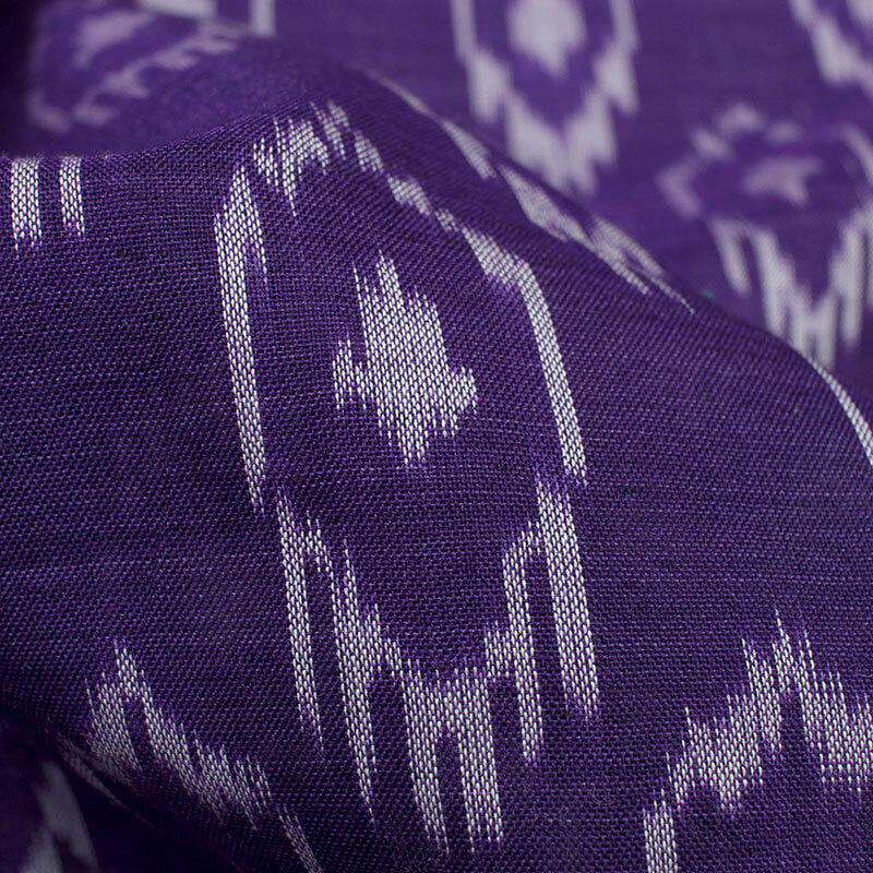 Indigo Blue And White Abstract Pattern Pre-Washed Mercerised Ikat Cotton Fabric - Fabcurate