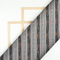 White And Grey Stripes Pattern Pre-Washed Dobby Ikat Cotton Fabric - Fabcurate