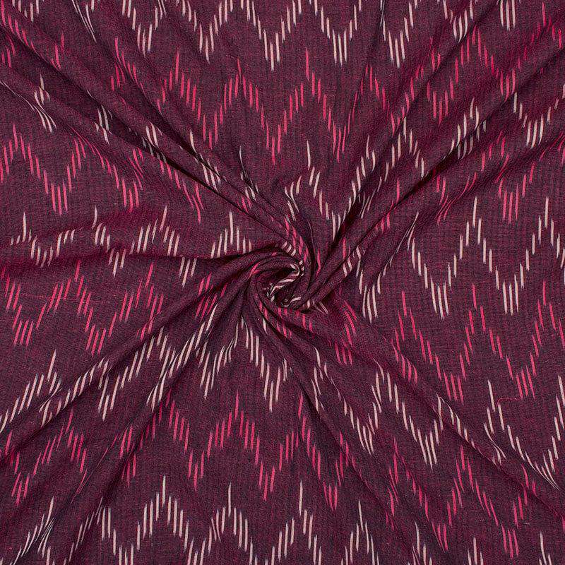 Grape Purple And Fuchsia Chevron Pattern Pre-Washed Ikat Cotton Fabric - Fabcurate