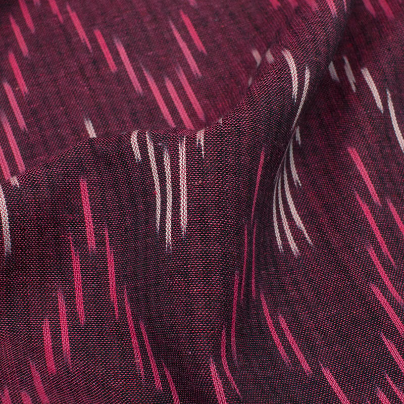 Grape Purple And Fuchsia Chevron Pattern Pre-Washed Ikat Cotton Fabric - Fabcurate