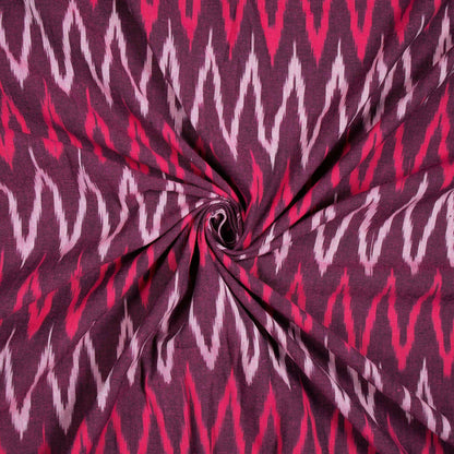 Dark Wine Purple And Punch Pink Chevron Pattern Pre-Washed Ikat Cotton Fabric - Fabcurate