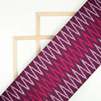 Dark Wine Purple And Punch Pink Chevron Pattern Pre-Washed Ikat Cotton Fabric - Fabcurate