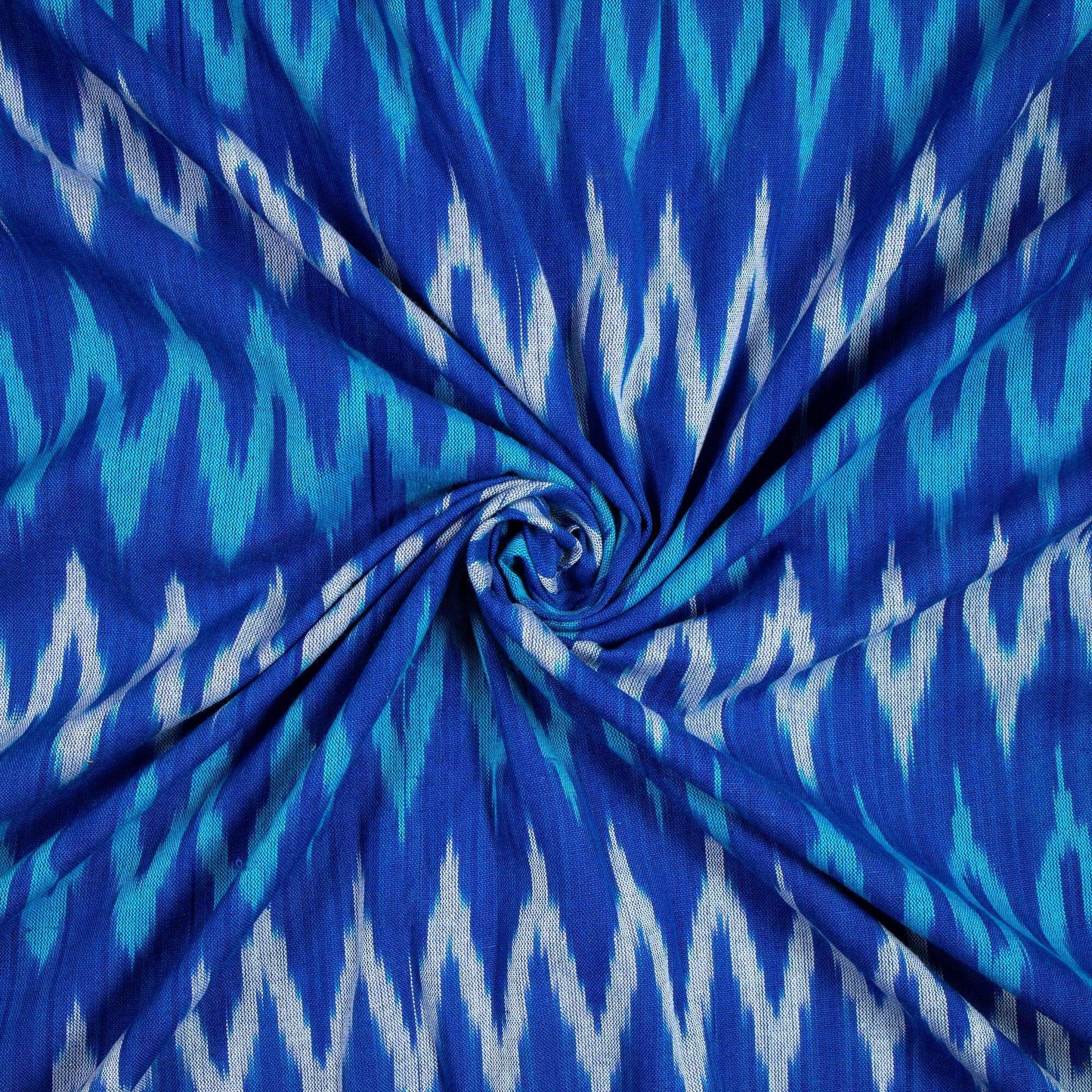 Oxford Blue And White Chevron Pattern Pre-Washed Ikat Cotton Fabric - Fabcurate