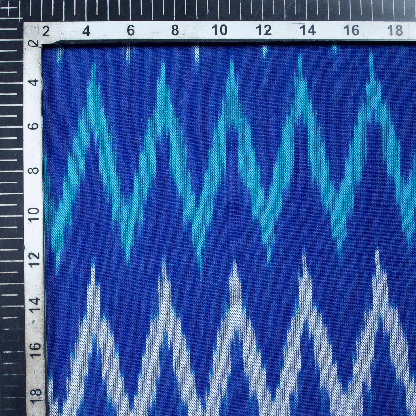 Oxford Blue And White Chevron Pattern Pre-Washed Ikat Cotton Fabric - Fabcurate