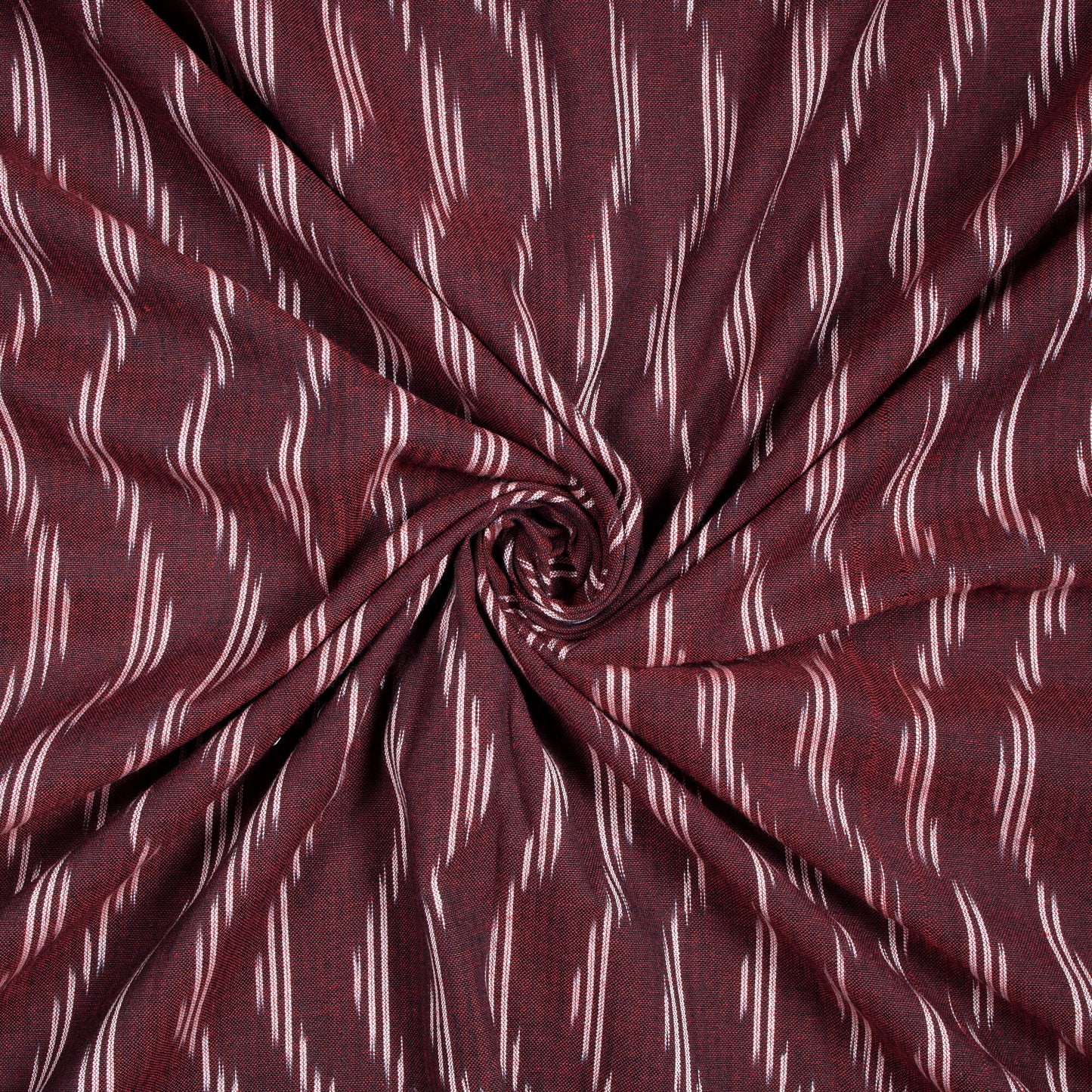 Blood Red Stripes Pattern Pre-Washed Ikat Cotton Fabric